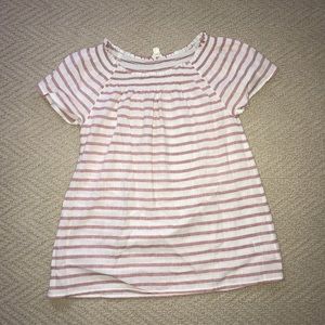 Women’s linen salmon and white striped shirt